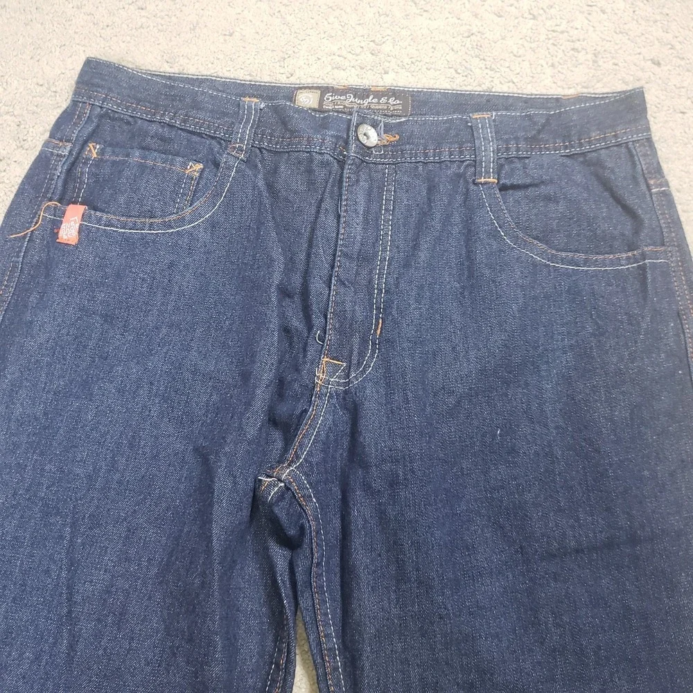 Vintage 5ive Jungle Jeans Mens 40 (FITS 37x27) Y2K Blue Wide Baggy Embroidered